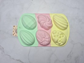 Molde silicona tricolor 6 huevos grandes diferentes